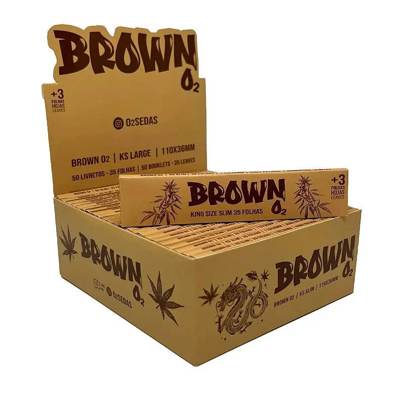 CAIXA DE SEDA O2 SLIM BROWN C/ 50
