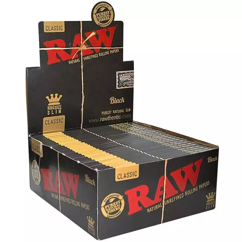 CAIXA DE SEDA RAW BLACK KS SLIM C/ 50