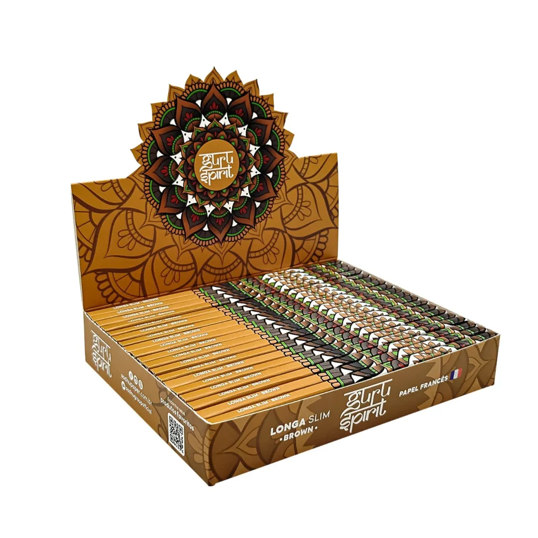 CAIXA DE SEDA GURU SPIRIT MARROM LONGA SLIM C/20