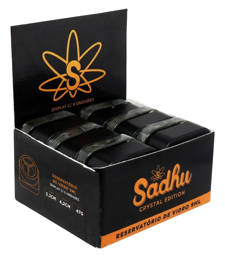 CAIXA DE SLICK DE VIDRO SADHU 9ML - 3 DIV. C/6